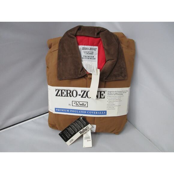 NOS Walls Zero Zone Canvas Coveralls Mens Large Regular Brown Insulated Workwear - Picture 1 of 13